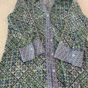 Foxcroft Blue and Green Floral Shirt